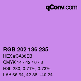 Color code: RGB 202 136 235 | qconv.com