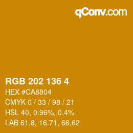 Color code: RGB 202 136 4 | qconv.com
