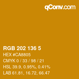 カラーコード: RGB 202 136 5 | qconv.com