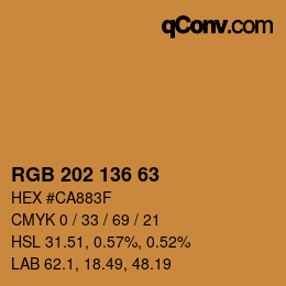 Color code: RGB 202 136 63 | qconv.com
