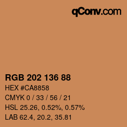 Color code: RGB 202 136 88 | qconv.com