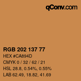 Color code: RGB 202 137 77 | qconv.com