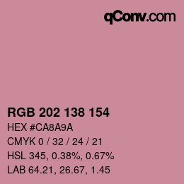 Código de color: RGB 202 138 154 | qconv.com