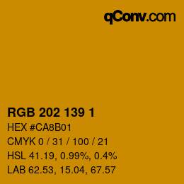 カラーコード: RGB 202 139 1 | qconv.com