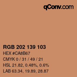 カラーコード: RGB 202 139 103 | qconv.com