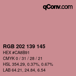 カラーコード: RGB 202 139 145 | qconv.com