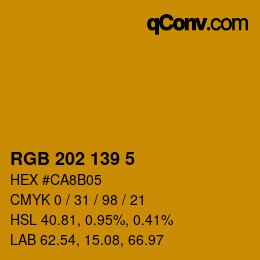 カラーコード: RGB 202 139 5 | qconv.com