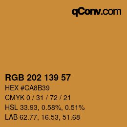 カラーコード: RGB 202 139 57 | qconv.com