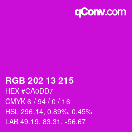 カラーコード: RGB 202 13 215 | qconv.com