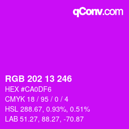 Color code: RGB 202 13 246 | qconv.com