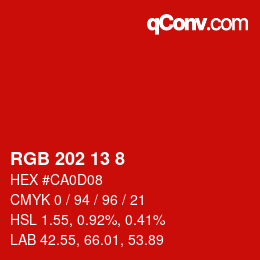 Color code: RGB 202 13 8 | qconv.com