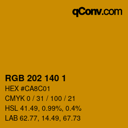 カラーコード: RGB 202 140 1 | qconv.com
