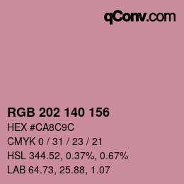 Color code: RGB 202 140 156 | qconv.com