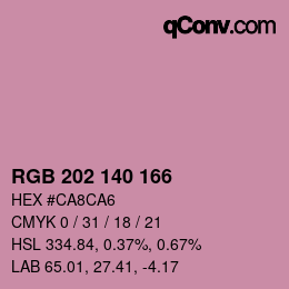カラーコード: RGB 202 140 166 | qconv.com