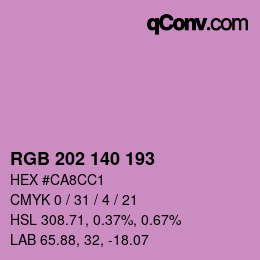 カラーコード: RGB 202 140 193 | qconv.com