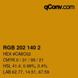 カラーコード: RGB 202 140 2 | qconv.com