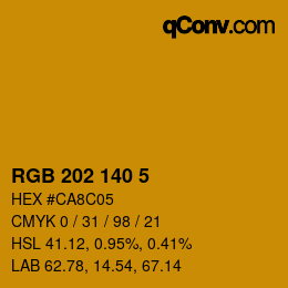 カラーコード: RGB 202 140 5 | qconv.com