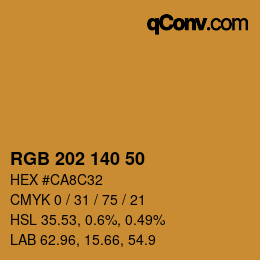 カラーコード: RGB 202 140 50 | qconv.com
