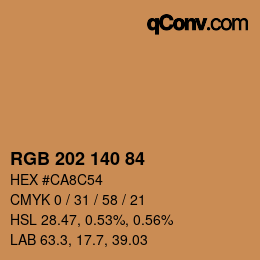 Color code: RGB 202 140 84 | qconv.com