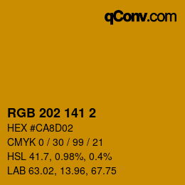 颜色代码: RGB 202 141 2 | qconv.com