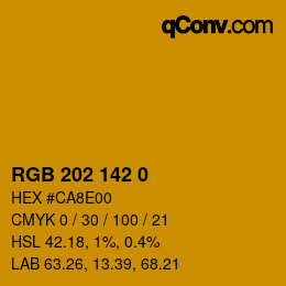 カラーコード: RGB 202 142 0 | qconv.com