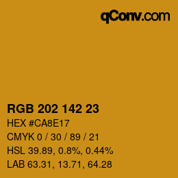Color code: RGB 202 142 23 | qconv.com