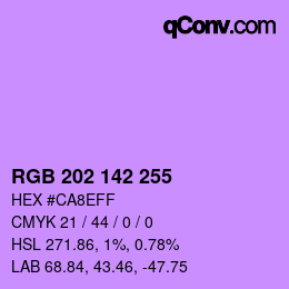 Color code: RGB 202 142 255 | qconv.com