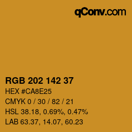 Color code: RGB 202 142 37 | qconv.com