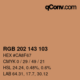 カラーコード: RGB 202 143 103 | qconv.com