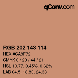 颜色代码: RGB 202 143 114 | qconv.com