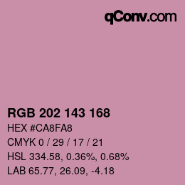 カラーコード: RGB 202 143 168 | qconv.com