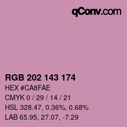 カラーコード: RGB 202 143 174 | qconv.com