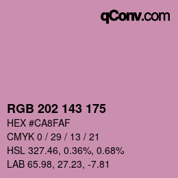 Color code: RGB 202 143 175 | qconv.com