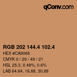 カラーコード: RGB 202 144.4 102.4 | qconv.com