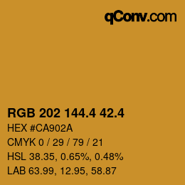 カラーコード: RGB 202 144.4 42.4 | qconv.com