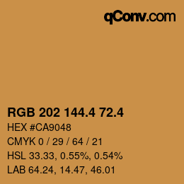 カラーコード: RGB 202 144.4 72.4 | qconv.com