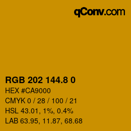 カラーコード: RGB 202 144.8 0 | qconv.com
