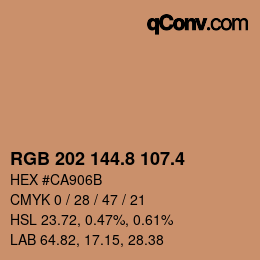 カラーコード: RGB 202 144.8 107.4 | qconv.com