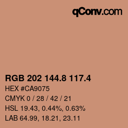 カラーコード: RGB 202 144.8 117.4 | qconv.com