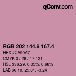 カラーコード: RGB 202 144.8 167.4 | qconv.com