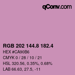 カラーコード: RGB 202 144.8 182.4 | qconv.com