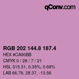 カラーコード: RGB 202 144.8 187.4 | qconv.com