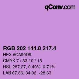 カラーコード: RGB 202 144.8 217.4 | qconv.com