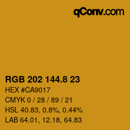Color code: RGB 202 144.8 23 | qconv.com
