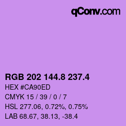 カラーコード: RGB 202 144.8 237.4 | qconv.com