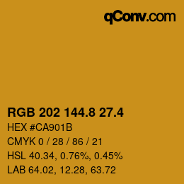 カラーコード: RGB 202 144.8 27.4 | qconv.com