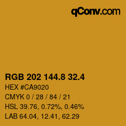 カラーコード: RGB 202 144.8 32.4 | qconv.com