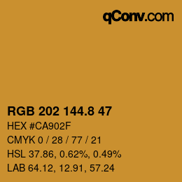 Color code: RGB 202 144.8 47 | qconv.com