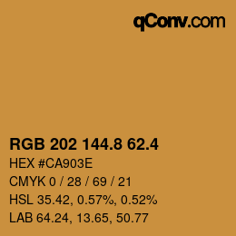 カラーコード: RGB 202 144.8 62.4 | qconv.com