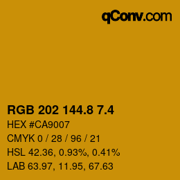カラーコード: RGB 202 144.8 7.4 | qconv.com